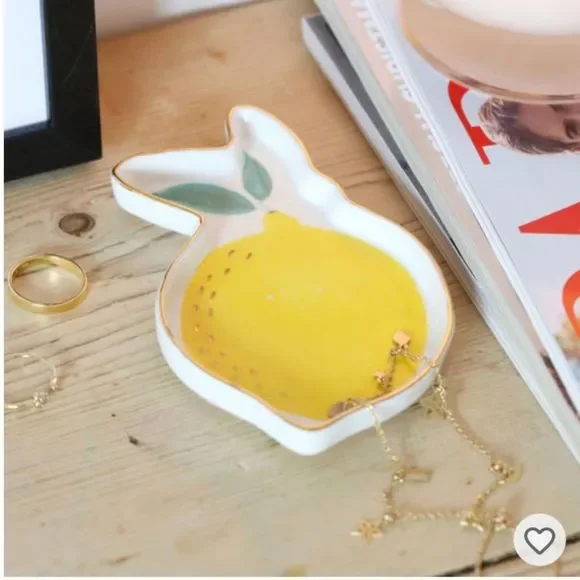 LEMON CERAMIC TRINKET DISH YELLOW NWT - Picture 3 of 8
